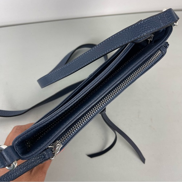 Brighton Interlok Blue Leather Crossbody Organizer Purse Silver Hardware Classic - Picture 5 of 14